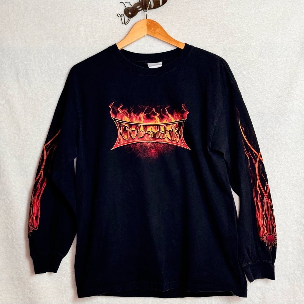 VTG 2003 Godsmack Faceless Long flame Sleeve Tee Alstyle triple A tag Large